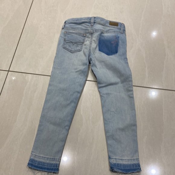Polo Ralph Lauren Girl Light Blue Wash Denim Patch Jeans Size 5 - Picture 7 of 8